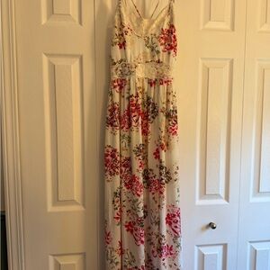 Altar'd State Cream and Red Floral Maxi Dress